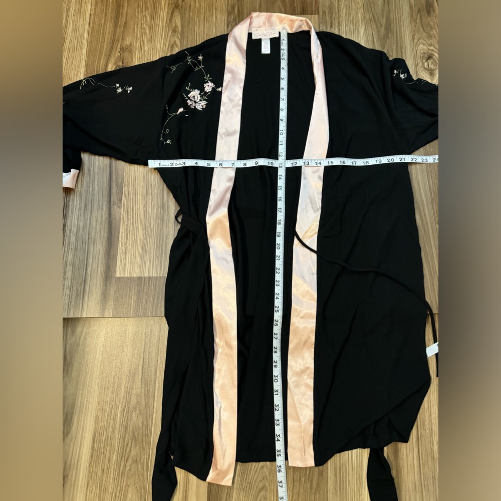 Oscar de la Renta 2 Pc Lingerie Robe Set Embroidered Floral Pink Label S S/M NWT - Picture 11 of 14